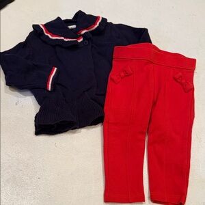 Janie and Jack Navy Jacket and Red Pants Set size 6-12months